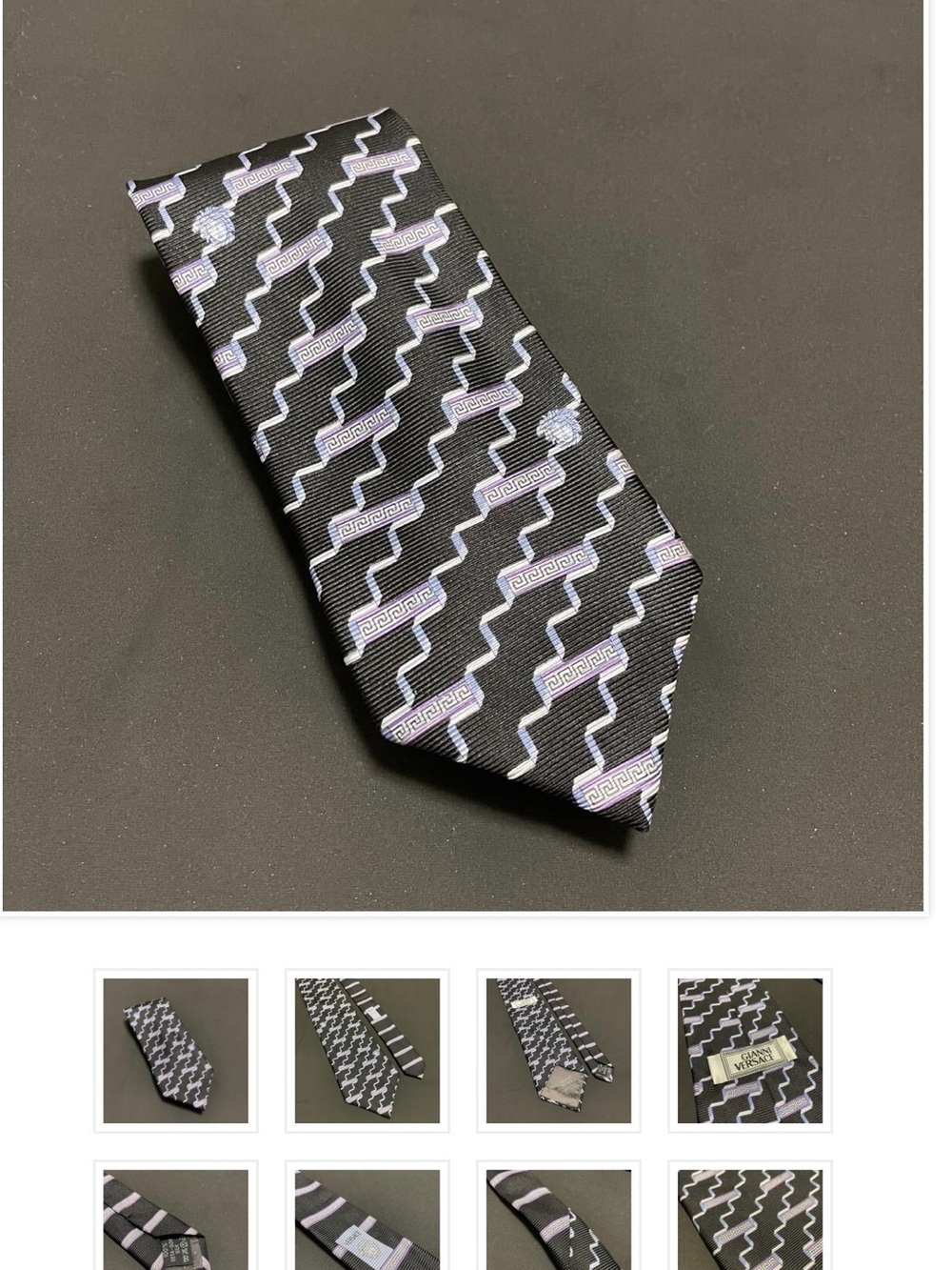 Versace Jeans Collection Black Tie with Light Purple Zigzag Pattern